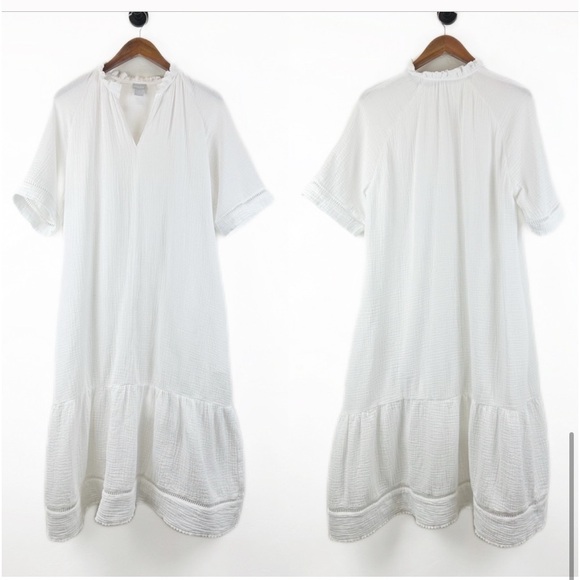 Chicos midi dress flutter sleeve white linen dress - NWT! - Picture 4 of 9